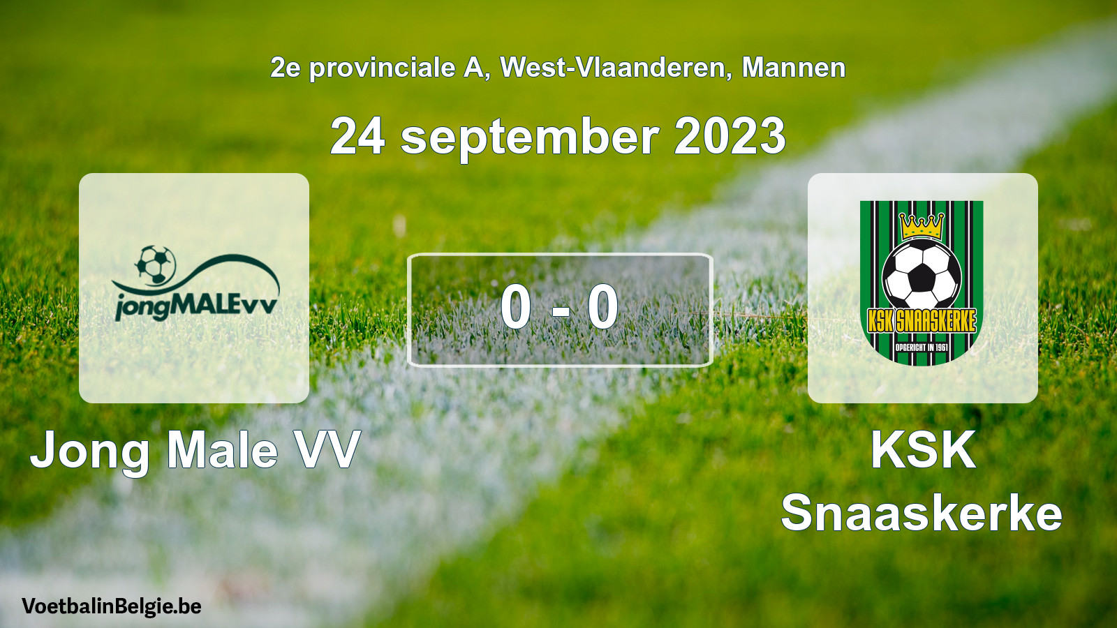 Gespeelde wedstrijd mannenvoetbal: Jong Male VV - KSK Snaaskerke 0 - 0 (24 september 2023)