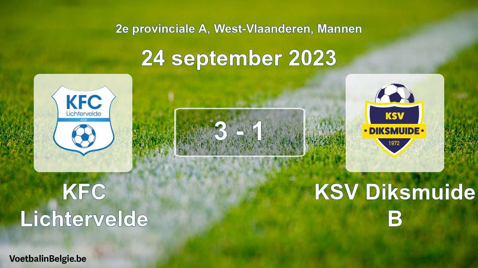 Played match men football: KFC Lichtervelde - KSV Diksmuide B 3 - 1 (24 September 2023)