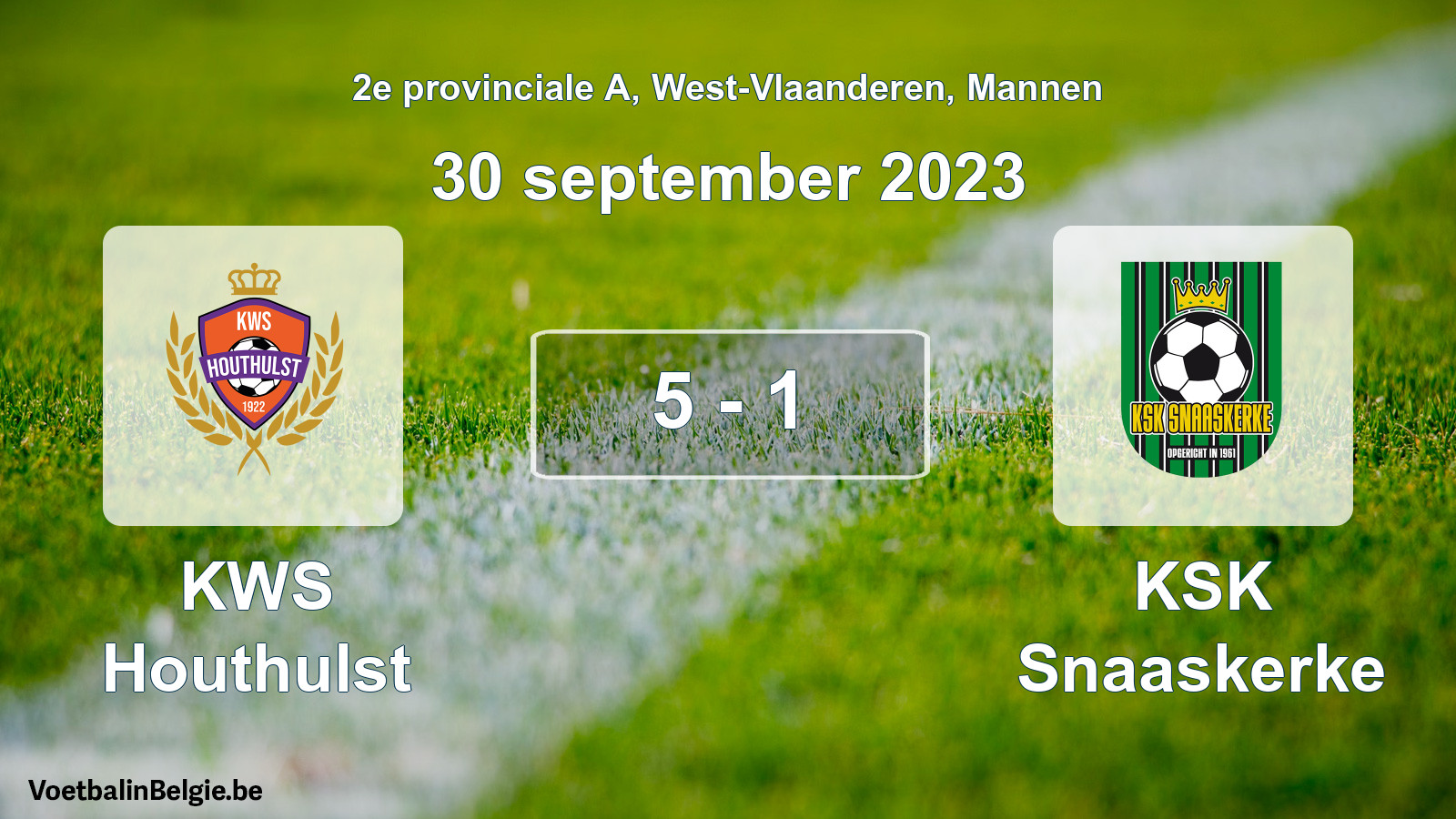 Gespeelde wedstrijd mannenvoetbal: KWS Houthulst - KSK Snaaskerke 5 - 1 (30 september 2023)