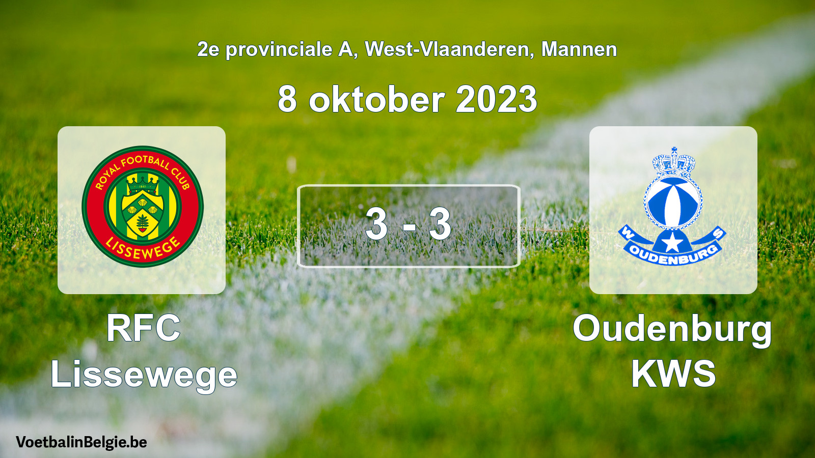 Gespeelde wedstrijd mannenvoetbal: RFC Lissewege - Oudenburg KWS 3 - 3 (8 oktober 2023)