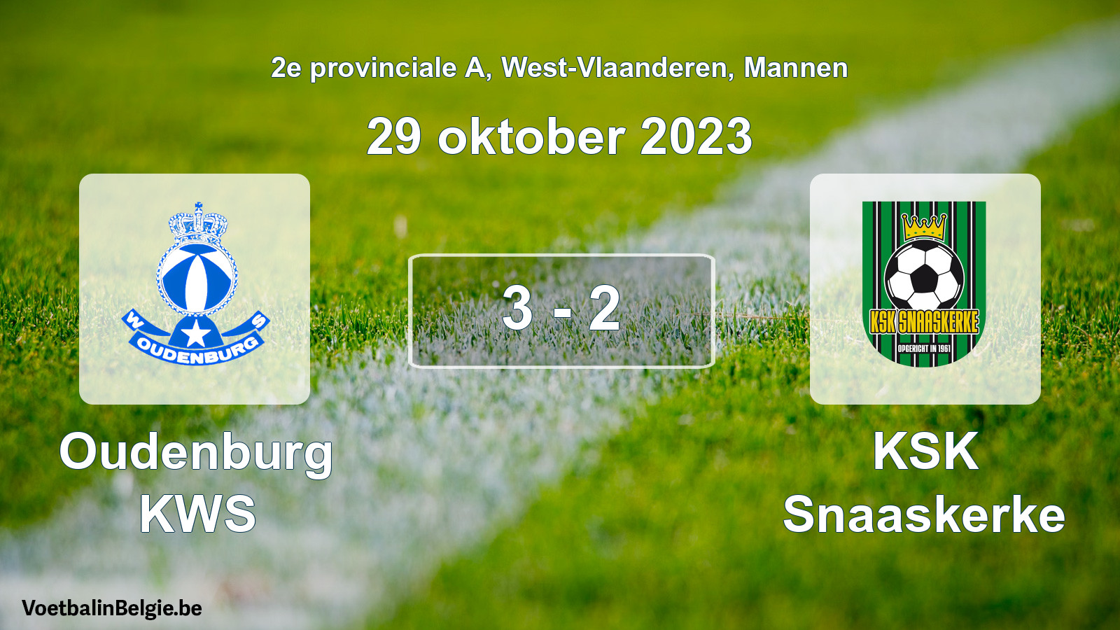 Gespeelde wedstrijd mannenvoetbal: Oudenburg KWS - KSK Snaaskerke 3 - 2 (29 oktober 2023)