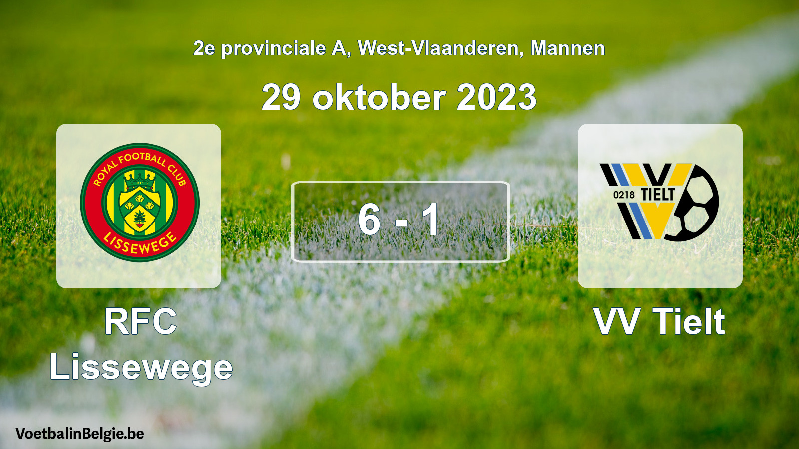 Gespeelde wedstrijd mannenvoetbal: RFC Lissewege - VV Tielt 6 - 1 (29 oktober 2023)