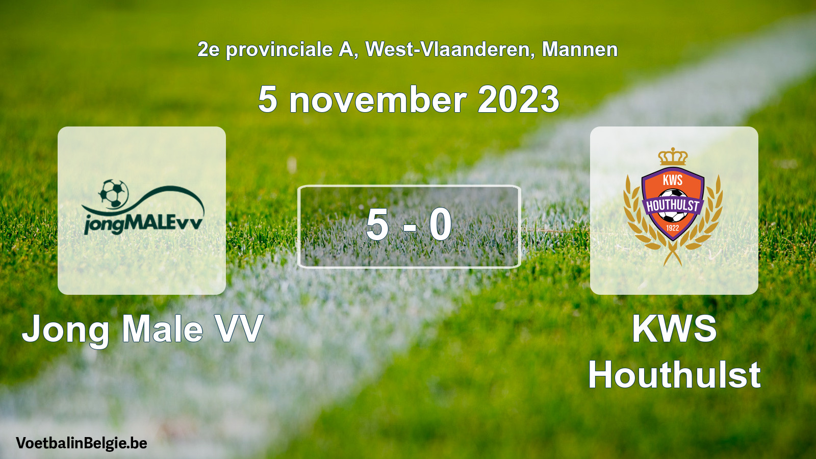 Played match men football: Jong Male VV - KWS Houthulst 5 - 0 (5 November 2023)
