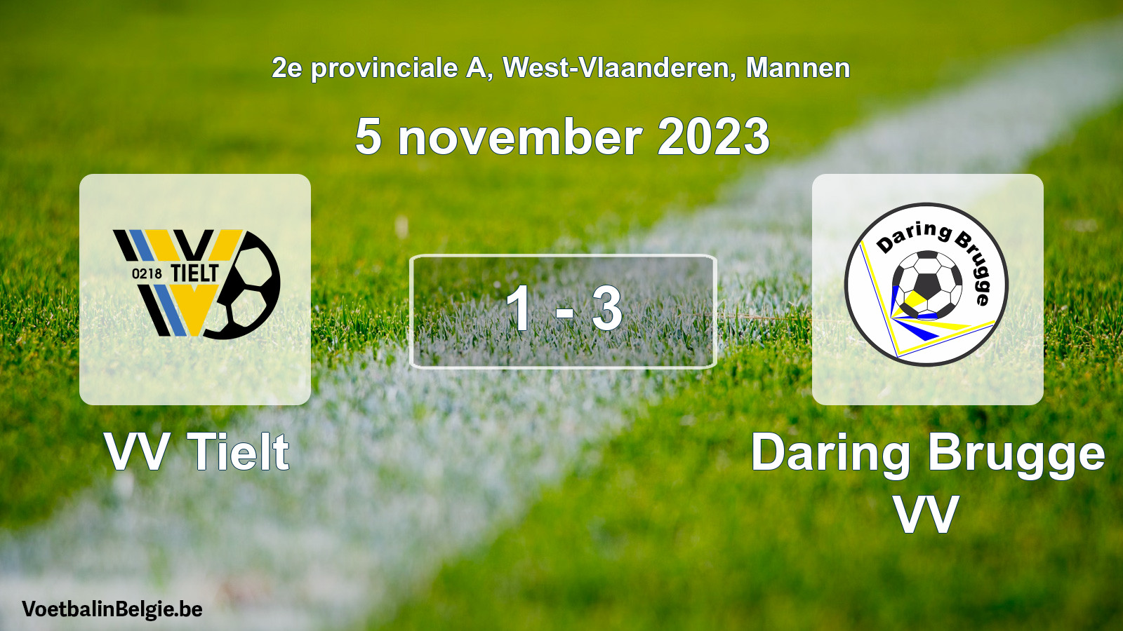 Gespeelde wedstrijd mannenvoetbal: VV Tielt - Daring Brugge VV 1 - 3 (5 november 2023)