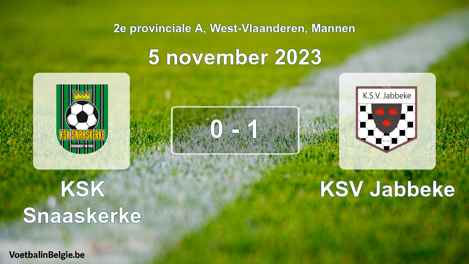 Gespeelde wedstrijd mannenvoetbal: KSK Snaaskerke - KSV Jabbeke 0 - 1 (5 november 2023)