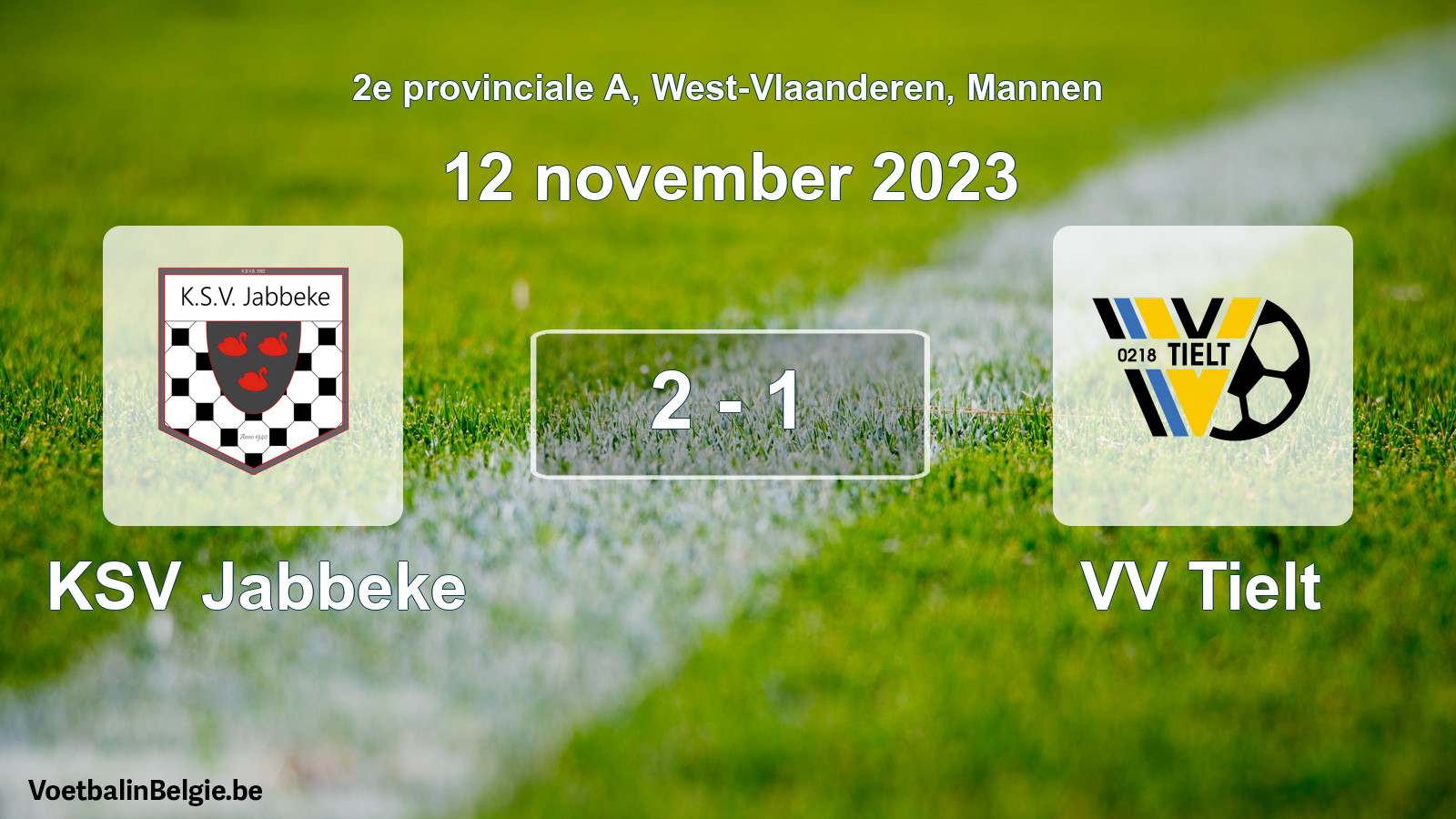Gespeelde wedstrijd mannenvoetbal: KSV Jabbeke - VV Tielt 2 - 1 (12 november 2023)