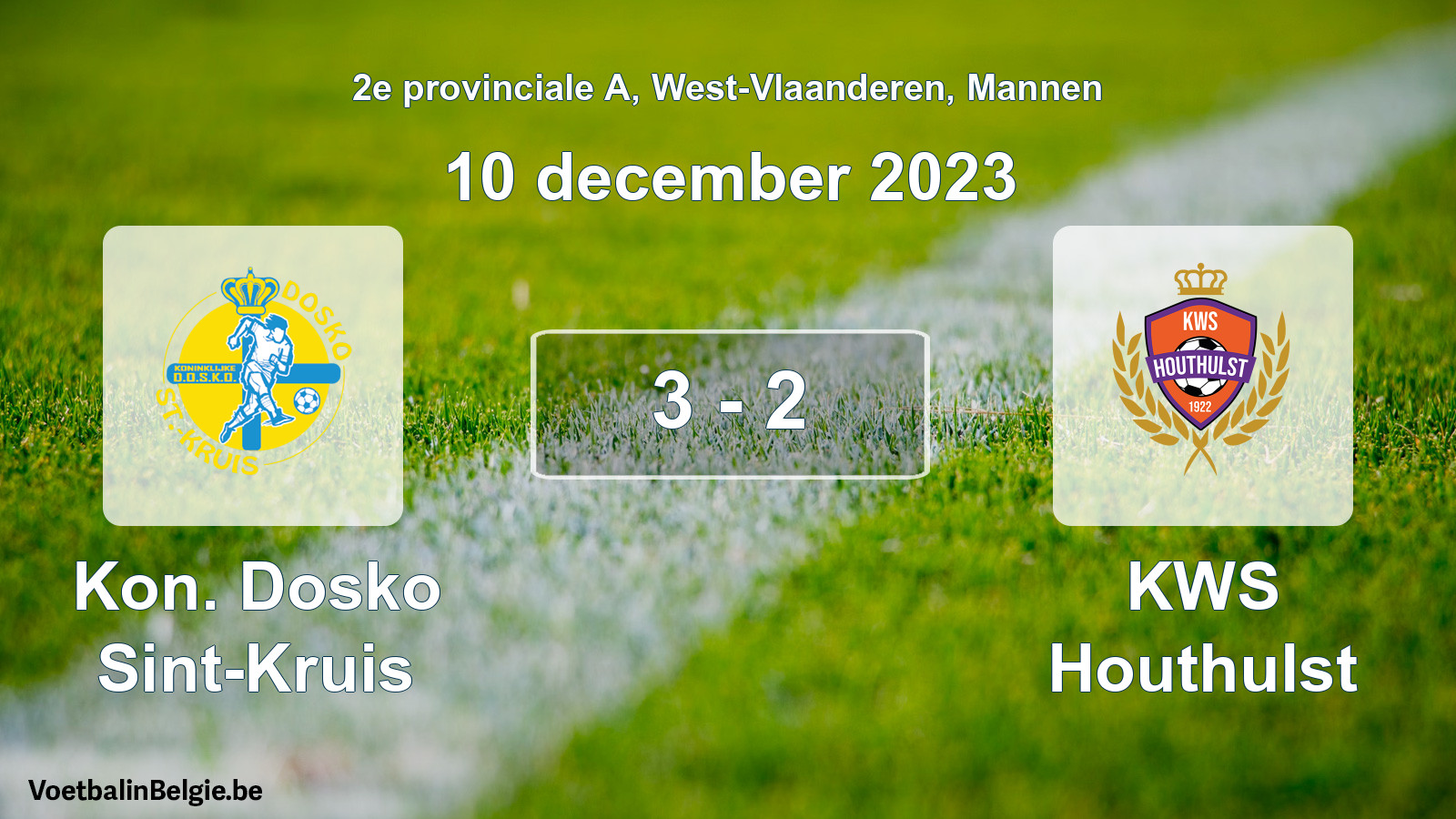 Gespeelde wedstrijd mannenvoetbal: Kon. Dosko Sint-Kruis - KWS Houthulst 3 - 2 (10 december 2023)