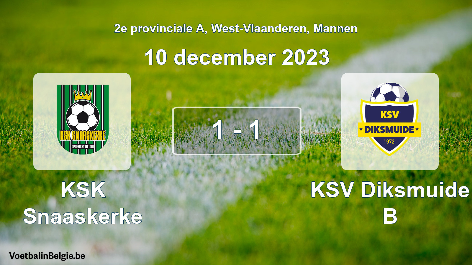 Played match men football: KSK Snaaskerke - KSV Diksmuide B 1 - 1 (10 December 2023)