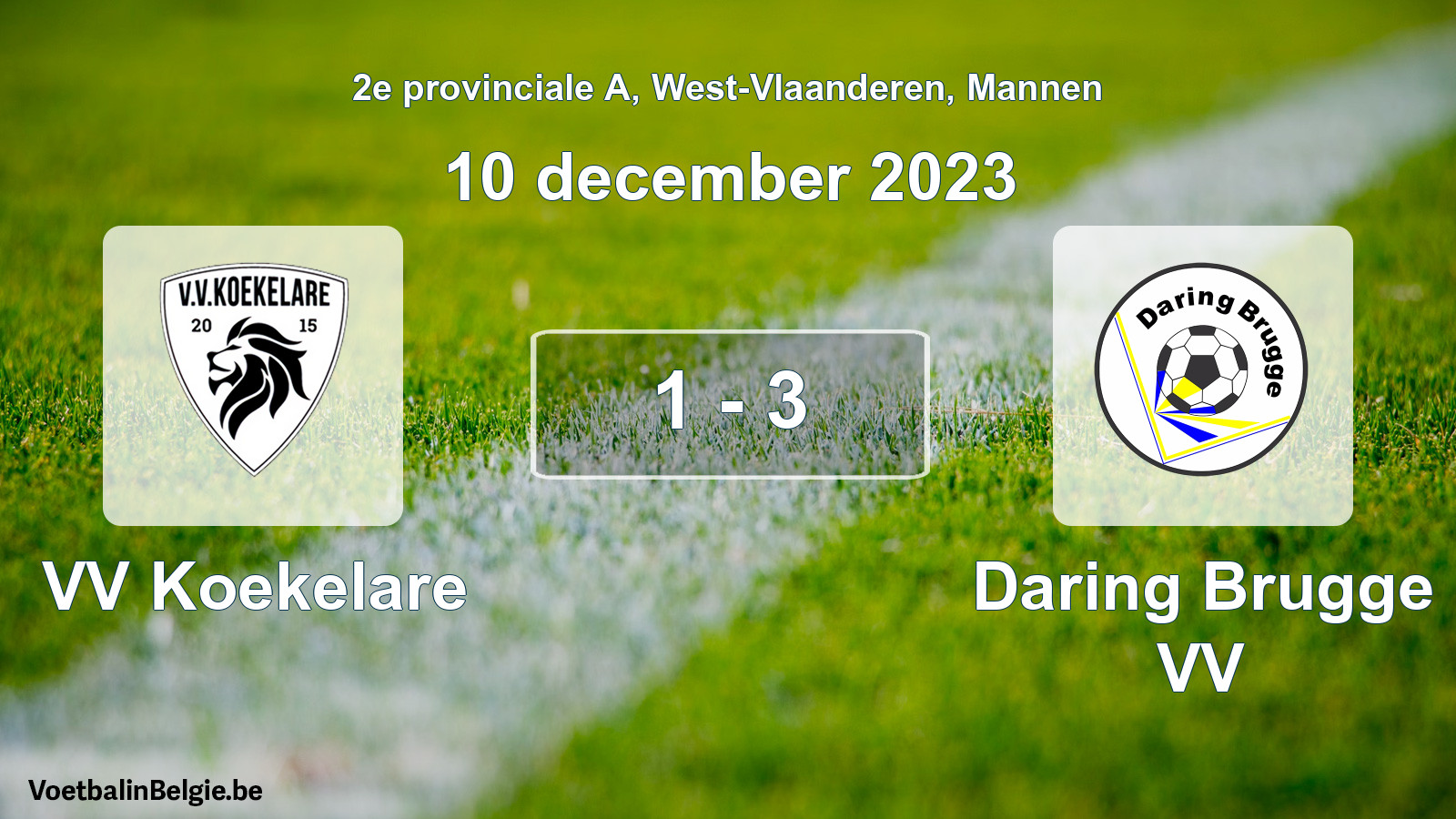 Gespeelde wedstrijd mannenvoetbal: VV Koekelare - Daring Brugge VV 1 - 3 (10 december 2023)