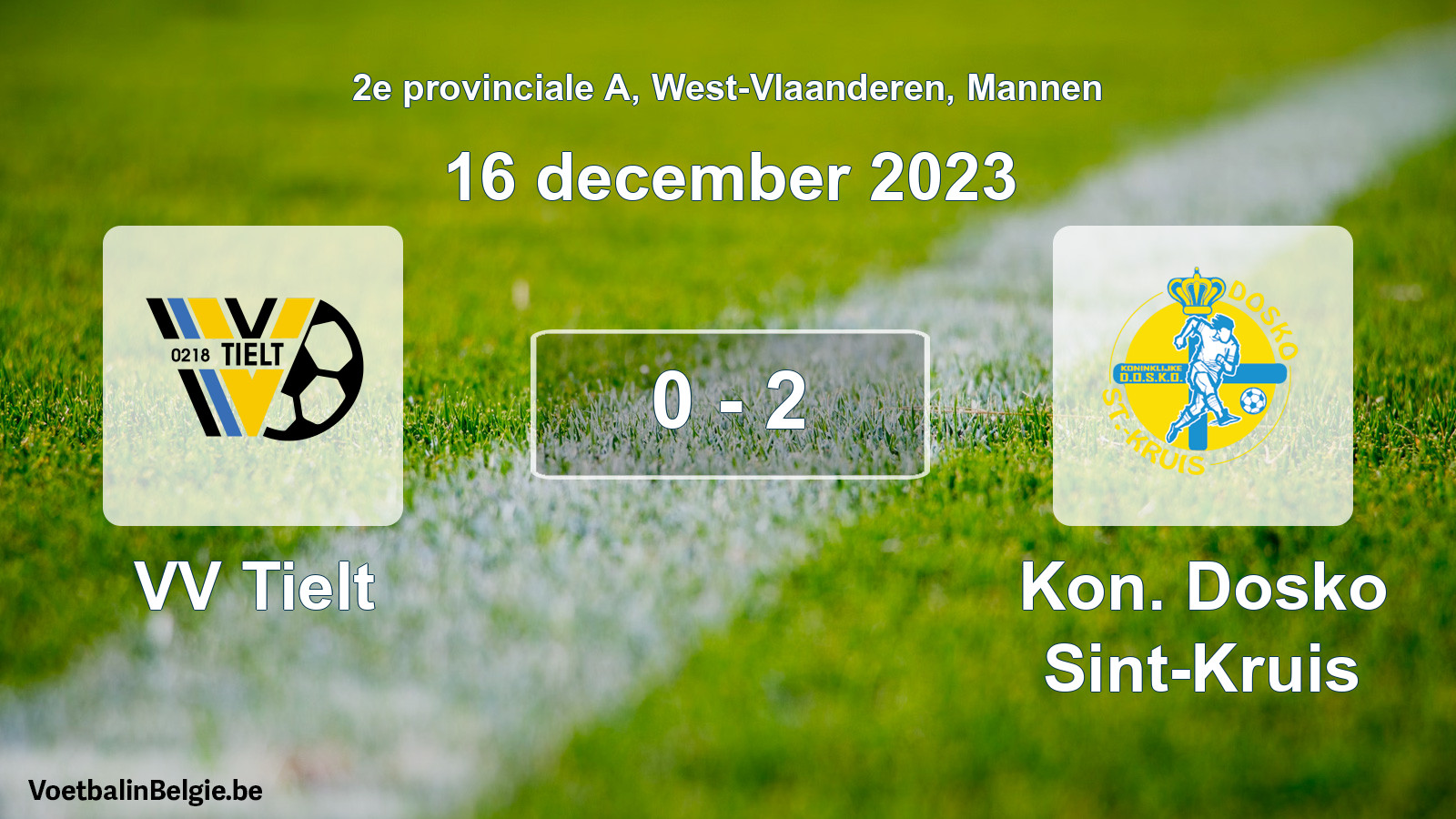 Gespeelde wedstrijd mannenvoetbal: VV Tielt - Kon. Dosko Sint-Kruis 0 - 2 (16 december 2023)
