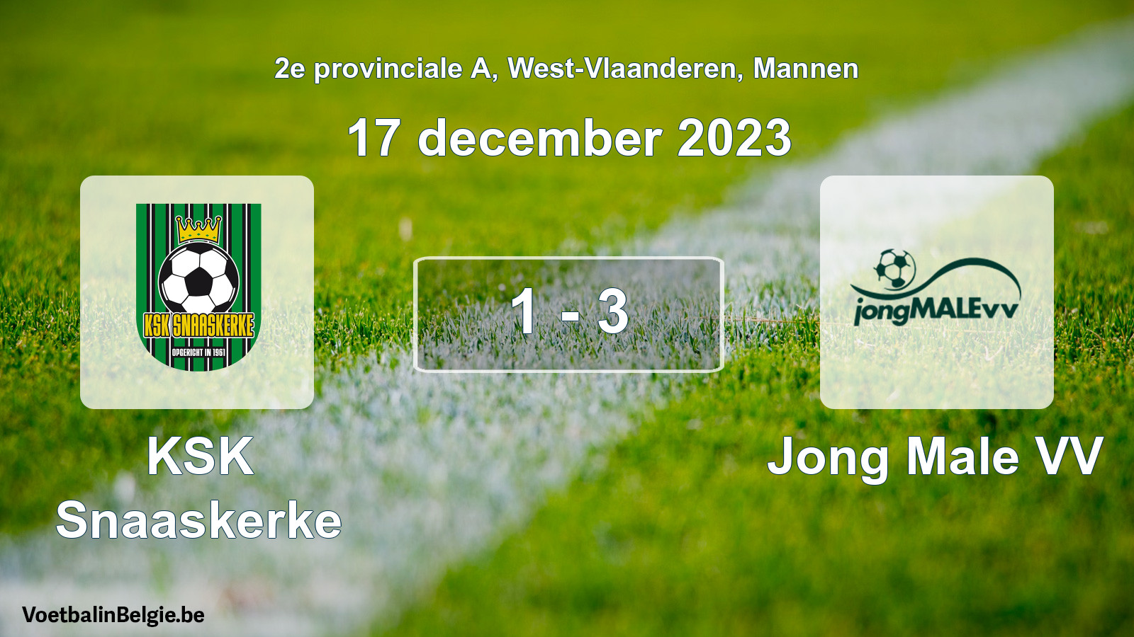 Gespeelde wedstrijd mannenvoetbal: KSK Snaaskerke - Jong Male VV 1 - 3 (17 december 2023)