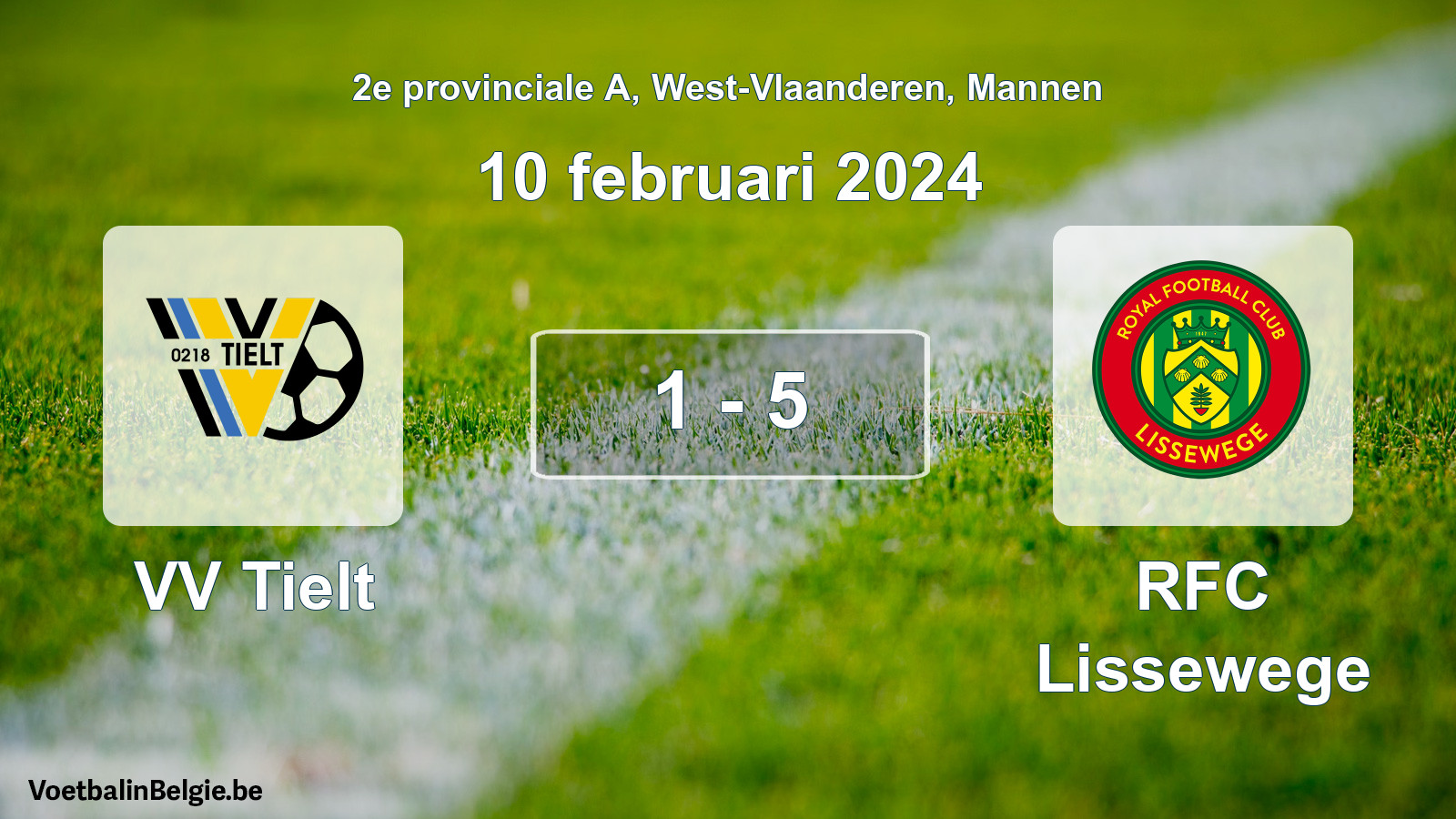 Gespeelde wedstrijd mannenvoetbal: VV Tielt - RFC Lissewege 1 - 5 (10 februari 2024)