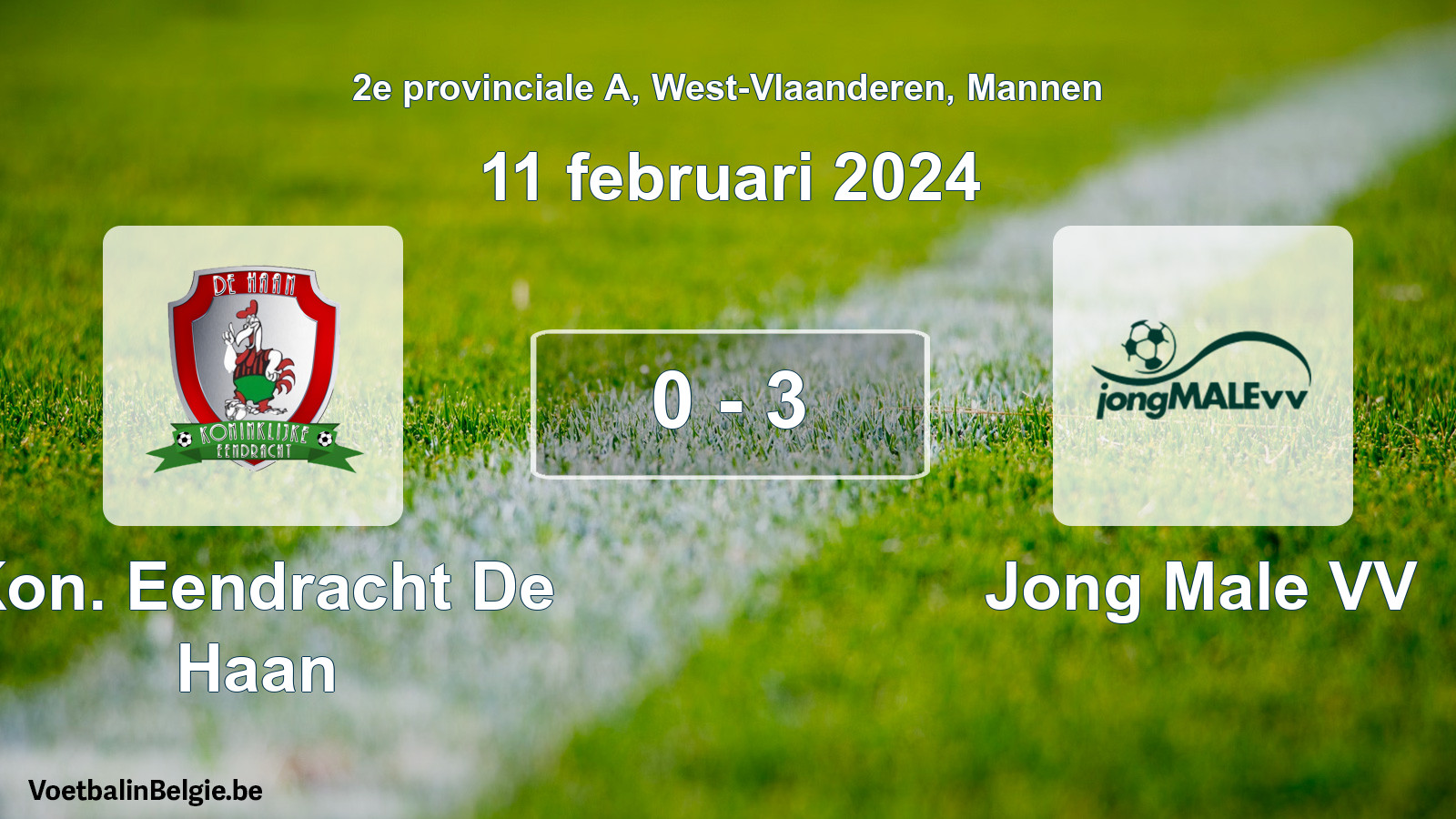Gespeelde wedstrijd mannenvoetbal: Kon. Eendracht De Haan - Jong Male VV 0 - 3 (11 februari 2024)