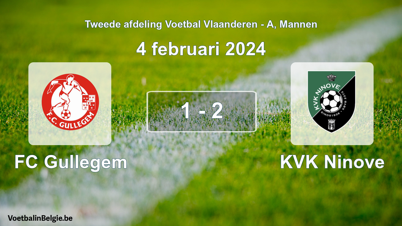 Gespeelde wedstrijd mannenvoetbal: FC Gullegem - KVK Ninove 1 - 2 (4 februari 2024)