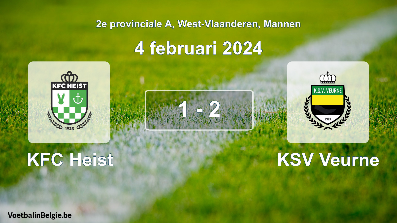 Gespeelde wedstrijd mannenvoetbal: KFC Heist - KSV Veurne 1 - 2 (4 februari 2024)