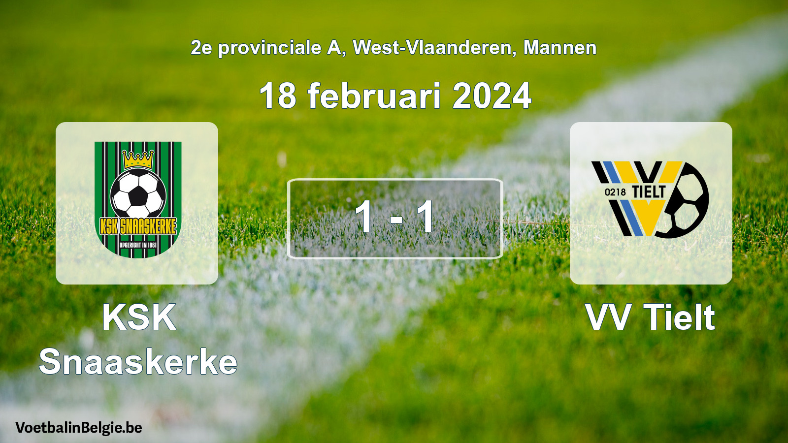 Gespeelde wedstrijd mannenvoetbal: KSK Snaaskerke - VV Tielt 1 - 1 (18 februari 2024)