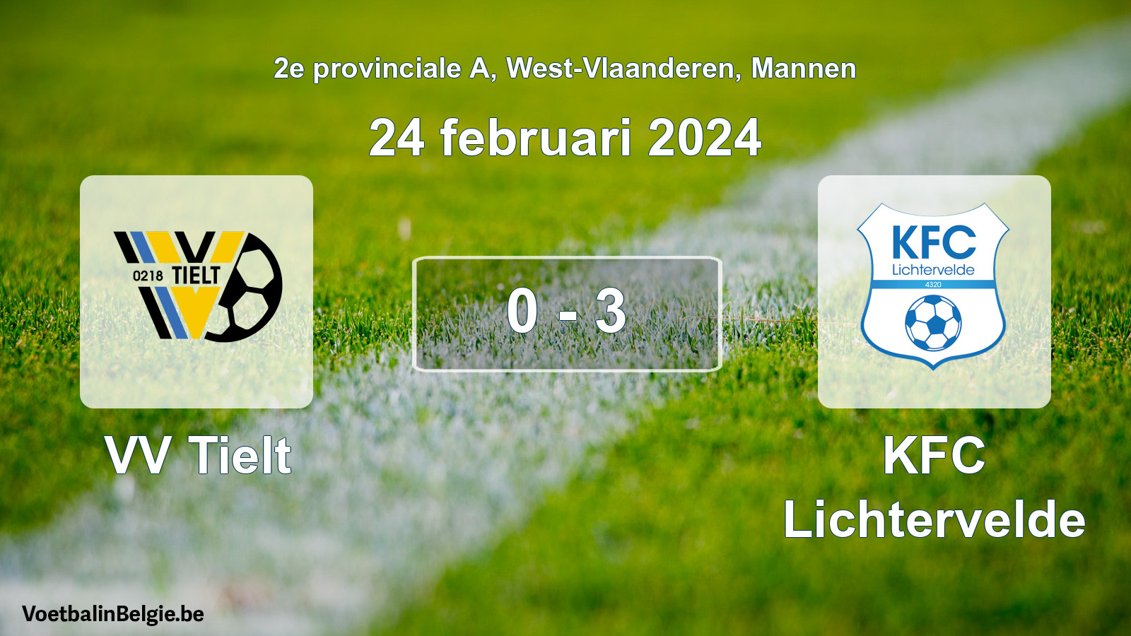 Gespeelde wedstrijd mannenvoetbal: VV Tielt - KFC Lichtervelde 0 - 3 (24 februari 2024)