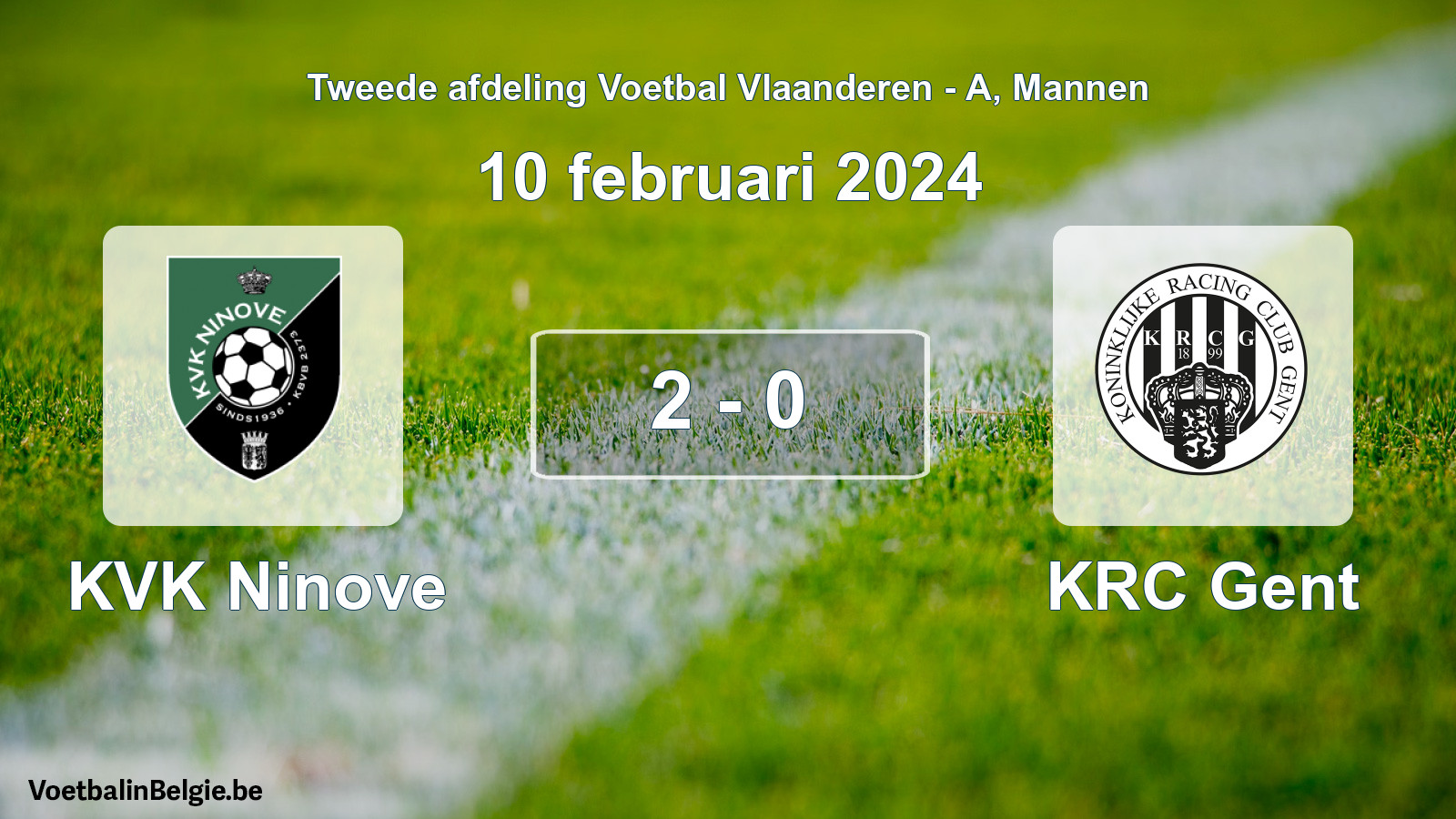 Gespeelde wedstrijd mannenvoetbal: KVK Ninove - KRC Gent 2 - 0 (10 februari 2024)