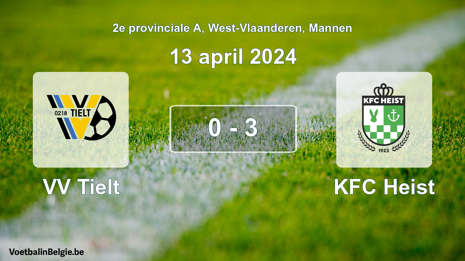 Gespeelde wedstrijd mannenvoetbal: VV Tielt - KFC Heist 0 - 3 (13 april 2024)