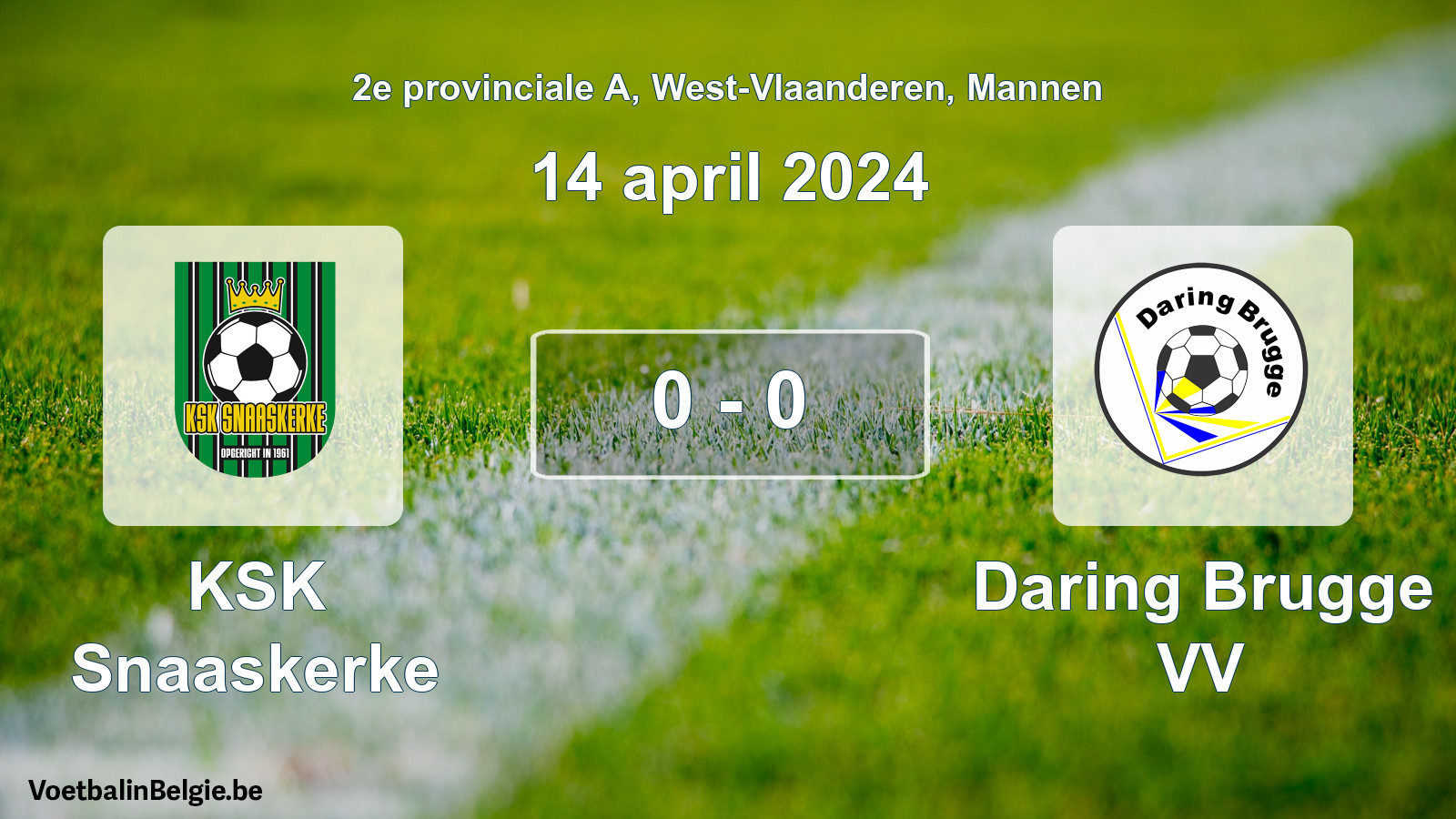 Gespeelde wedstrijd mannenvoetbal: KSK Snaaskerke - Daring Brugge VV 0 - 0 (14 april 2024)