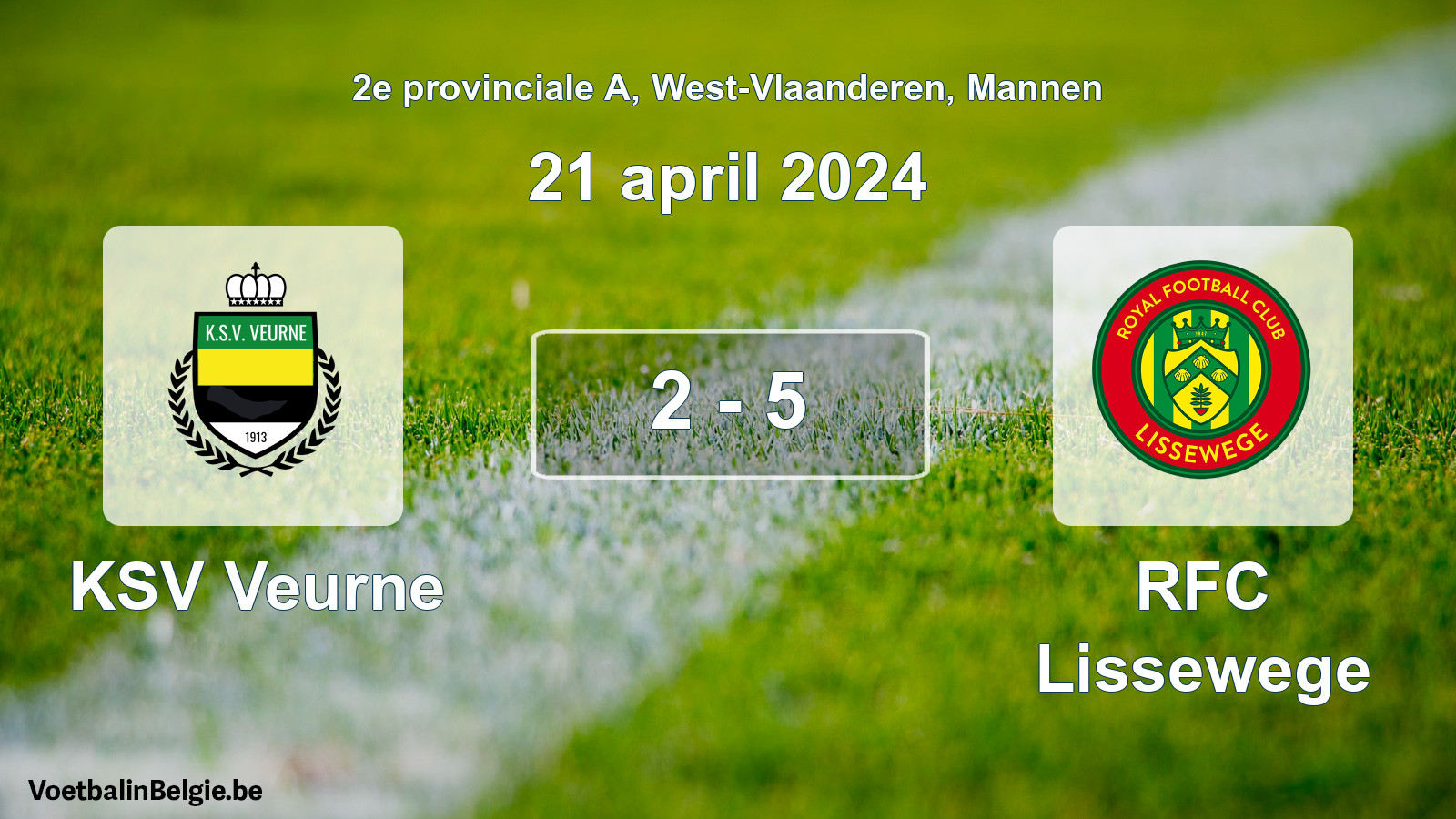 Gespeelde wedstrijd mannenvoetbal: KSV Veurne - RFC Lissewege 2 - 5 (21 april 2024)