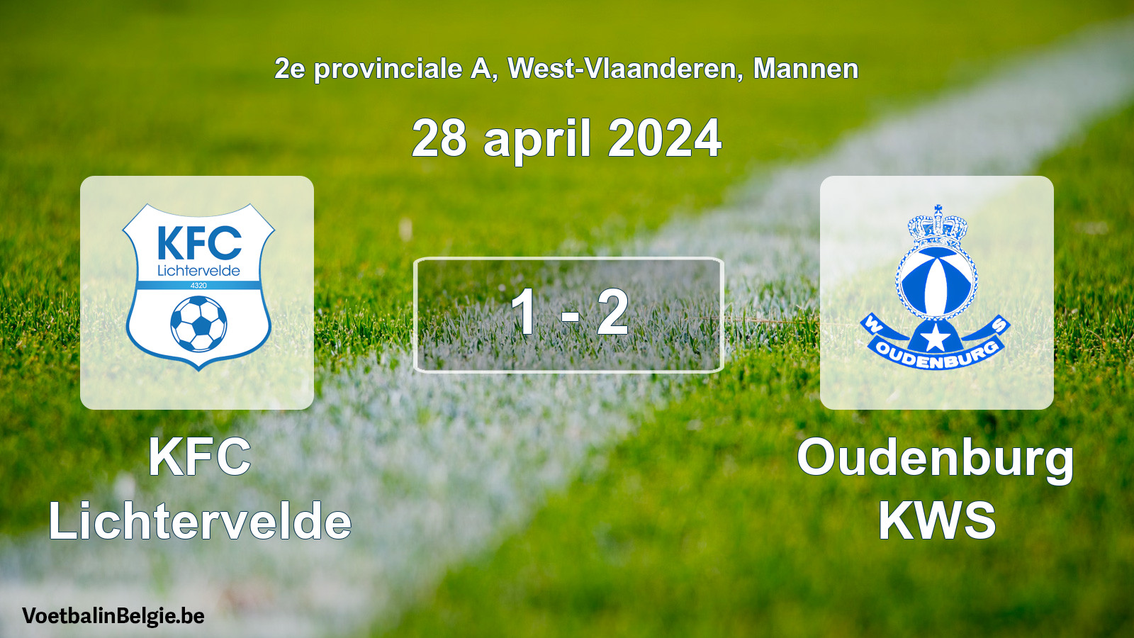 Gespeelde wedstrijd mannenvoetbal: KFC Lichtervelde - Oudenburg KWS 1 - 2 (28 april 2024)