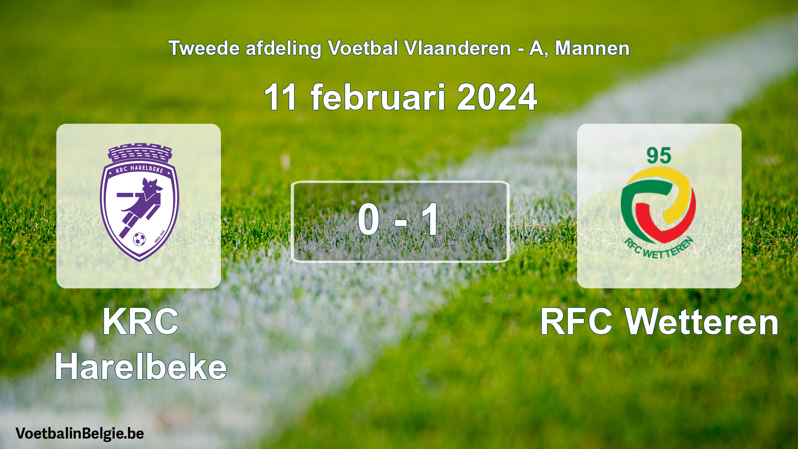 Gespeelde wedstrijd mannenvoetbal: KRC Harelbeke - RFC Wetteren 0 - 1 (11 februari 2024)