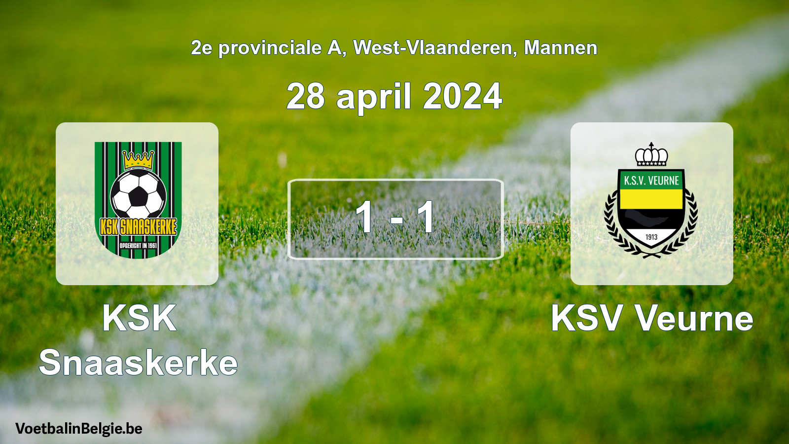 Gespeelde wedstrijd mannenvoetbal: KSK Snaaskerke - KSV Veurne 1 - 1 (28 april 2024)