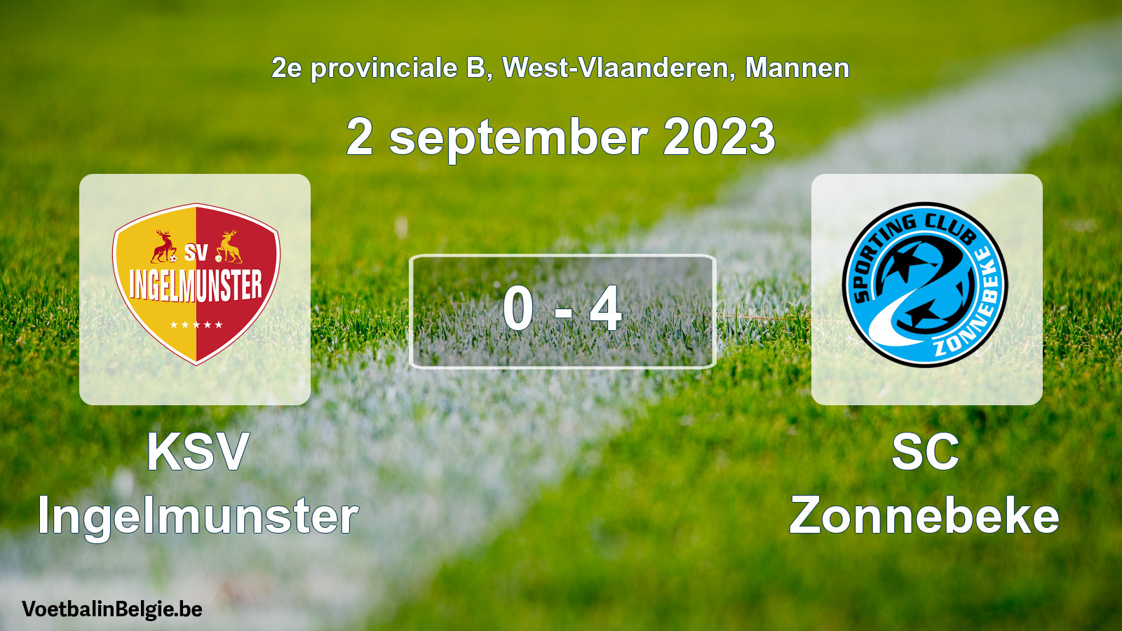 Gespeelde wedstrijd mannenvoetbal: KSV Ingelmunster - SC Zonnebeke 0 - 4 (2 september 2023)