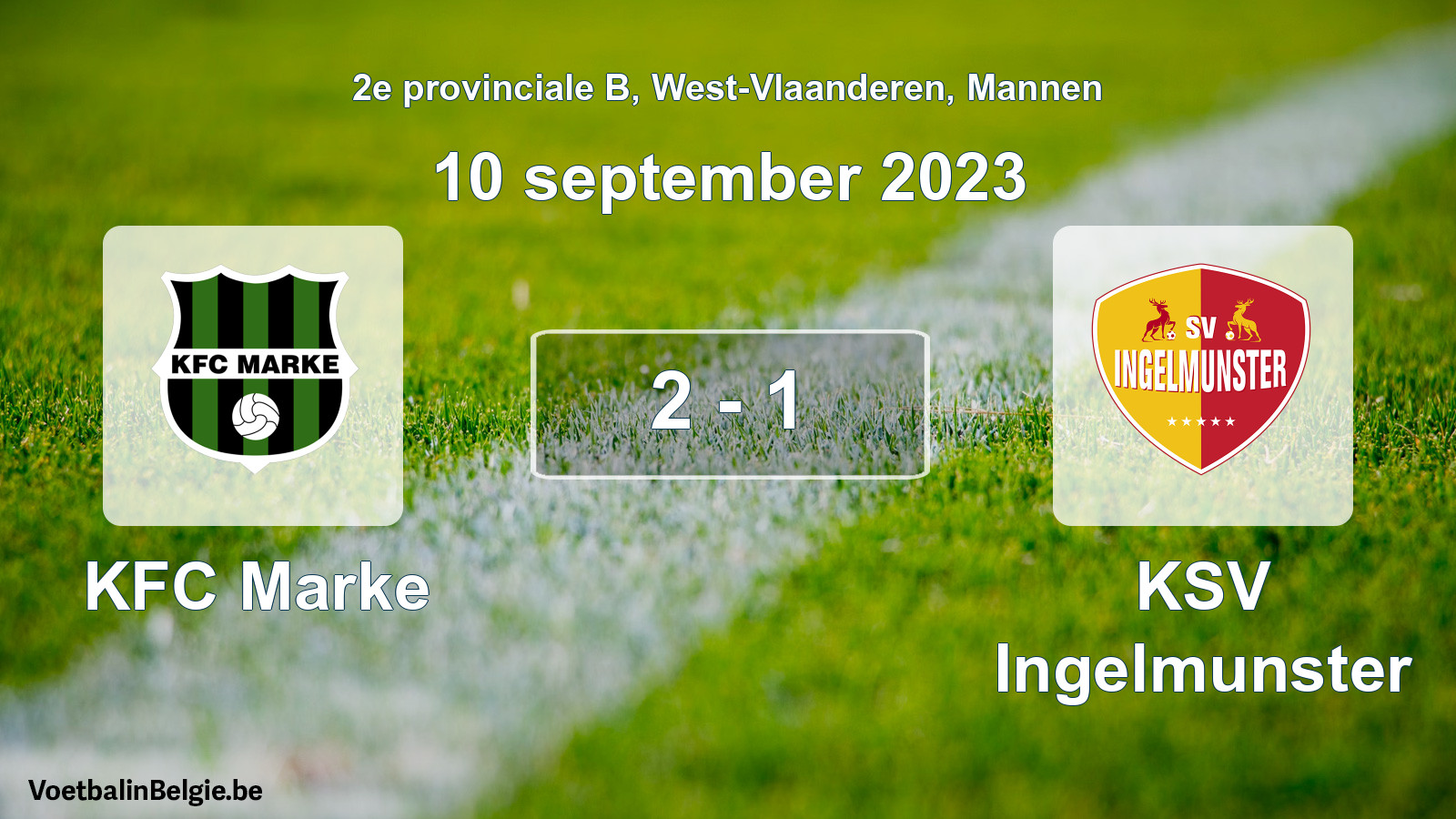 Gespeelde wedstrijd mannenvoetbal: KFC Marke - KSV Ingelmunster 2 - 1 (10 september 2023)