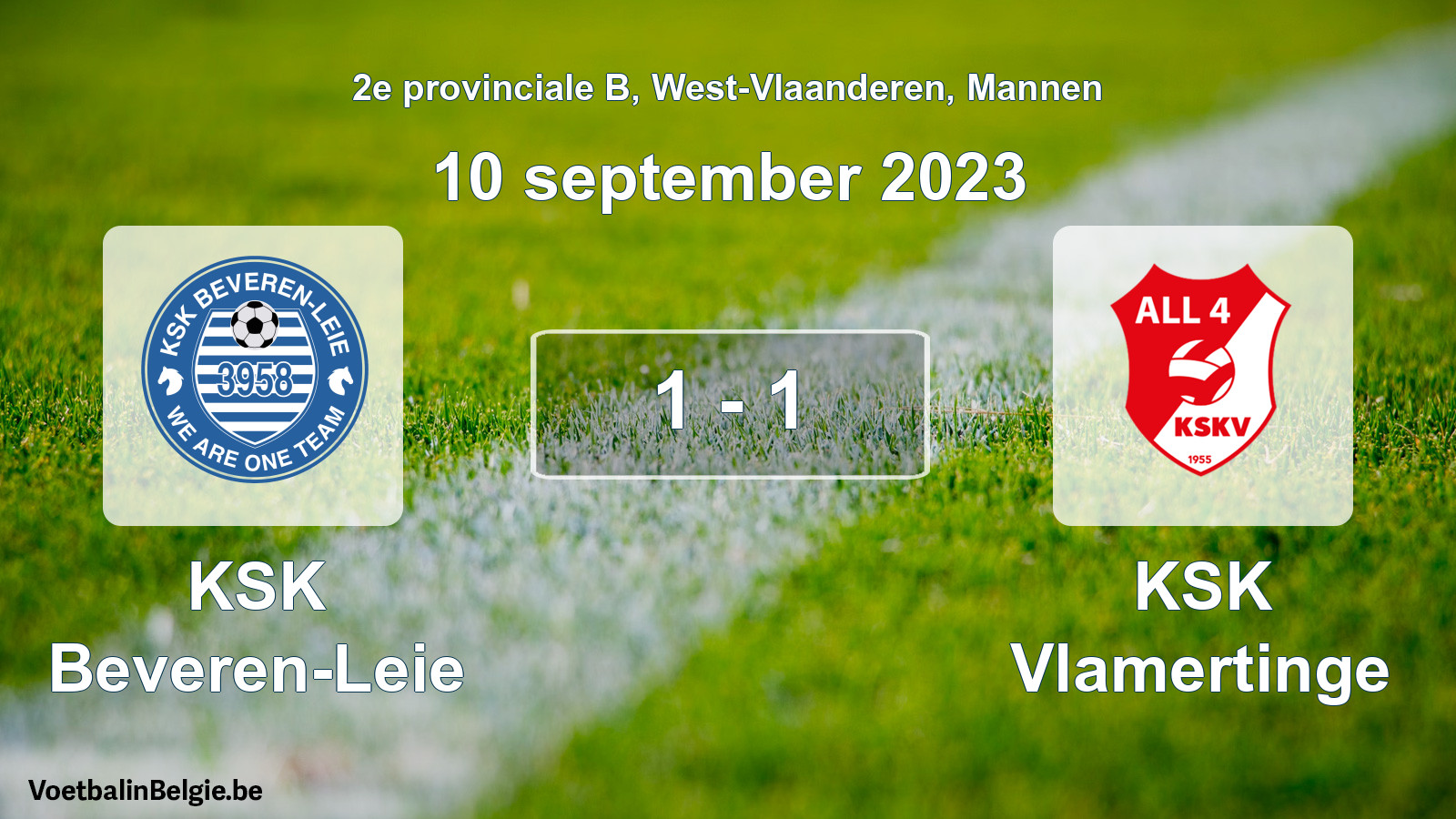 Gespeelde wedstrijd mannenvoetbal: KSK Beveren-Leie - KSK Vlamertinge 1 - 1 (10 september 2023)