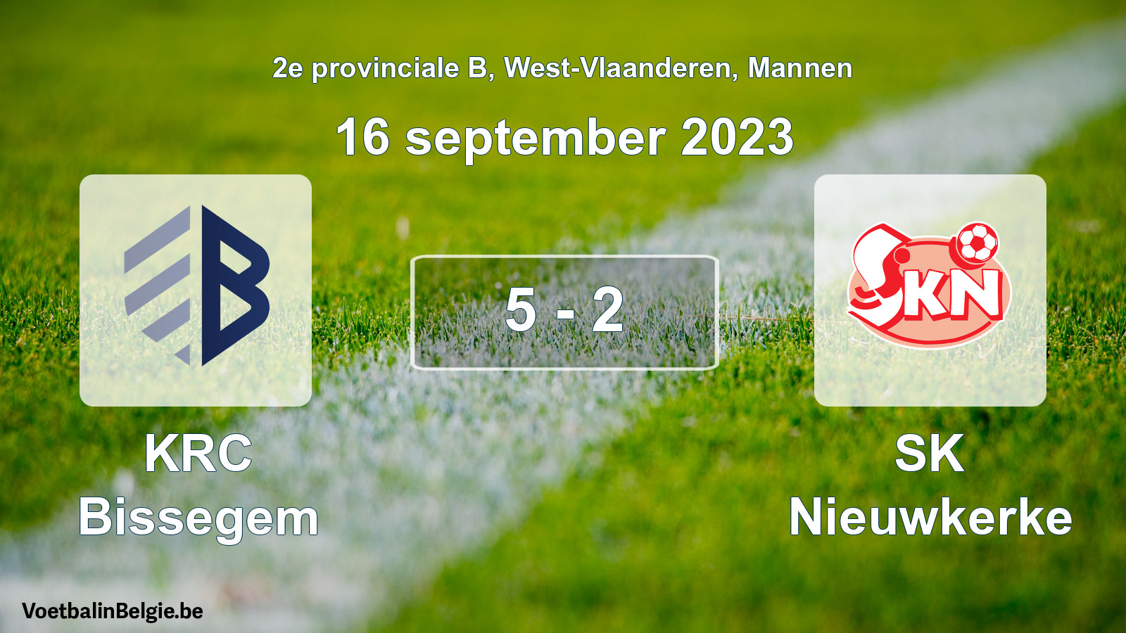 Gespeelde wedstrijd mannenvoetbal: KRC Bissegem - SK Nieuwkerke 5 - 2 (16 september 2023)