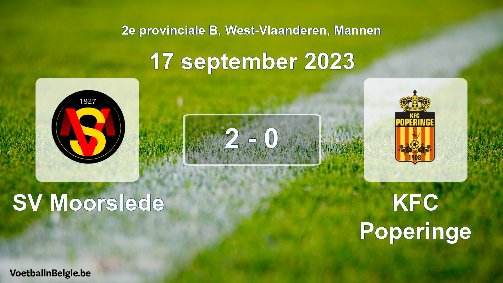 Gespeelde wedstrijd mannenvoetbal: SV Moorslede - KFC Poperinge 2 - 0 (17 september 2023)