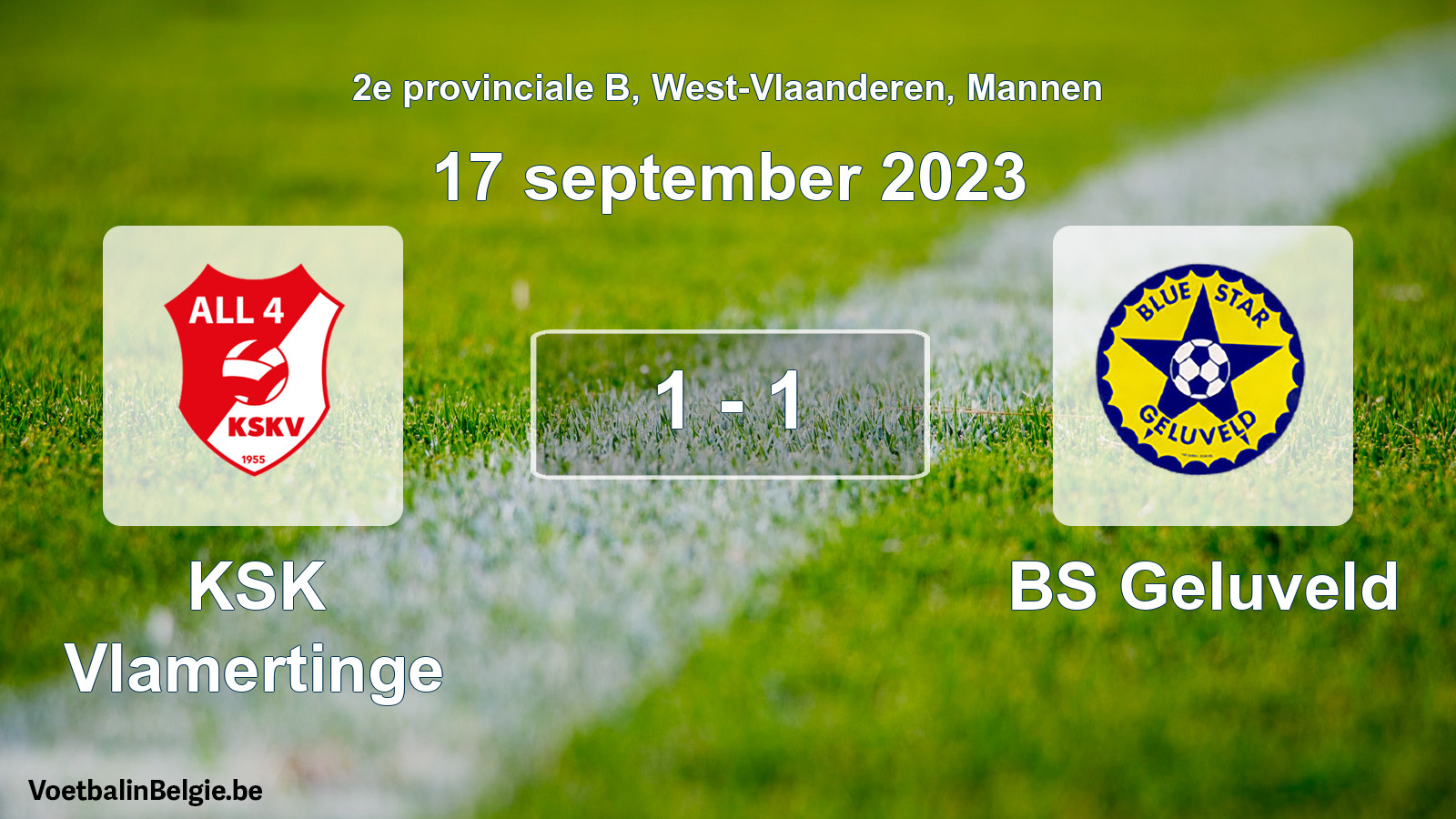 Gespeelde wedstrijd mannenvoetbal: KSK Vlamertinge - BS Geluveld 1 - 1 (17 september 2023)
