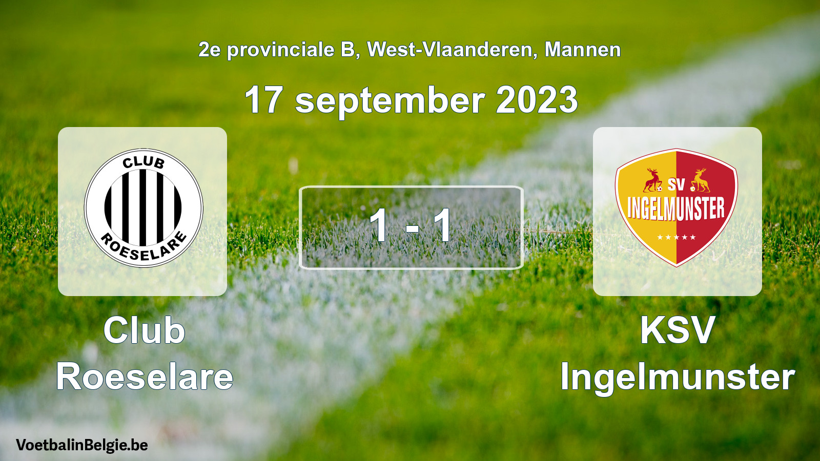 Gespeelde wedstrijd mannenvoetbal: Club Roeselare - KSV Ingelmunster 1 - 1 (17 september 2023)