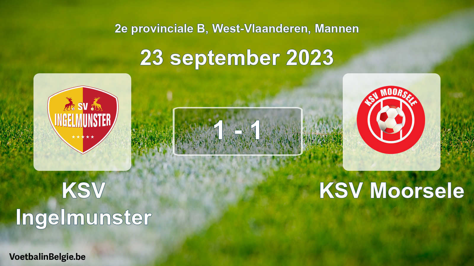 Gespeelde wedstrijd mannenvoetbal: KSV Ingelmunster - KSV Moorsele 1 - 1 (23 september 2023)