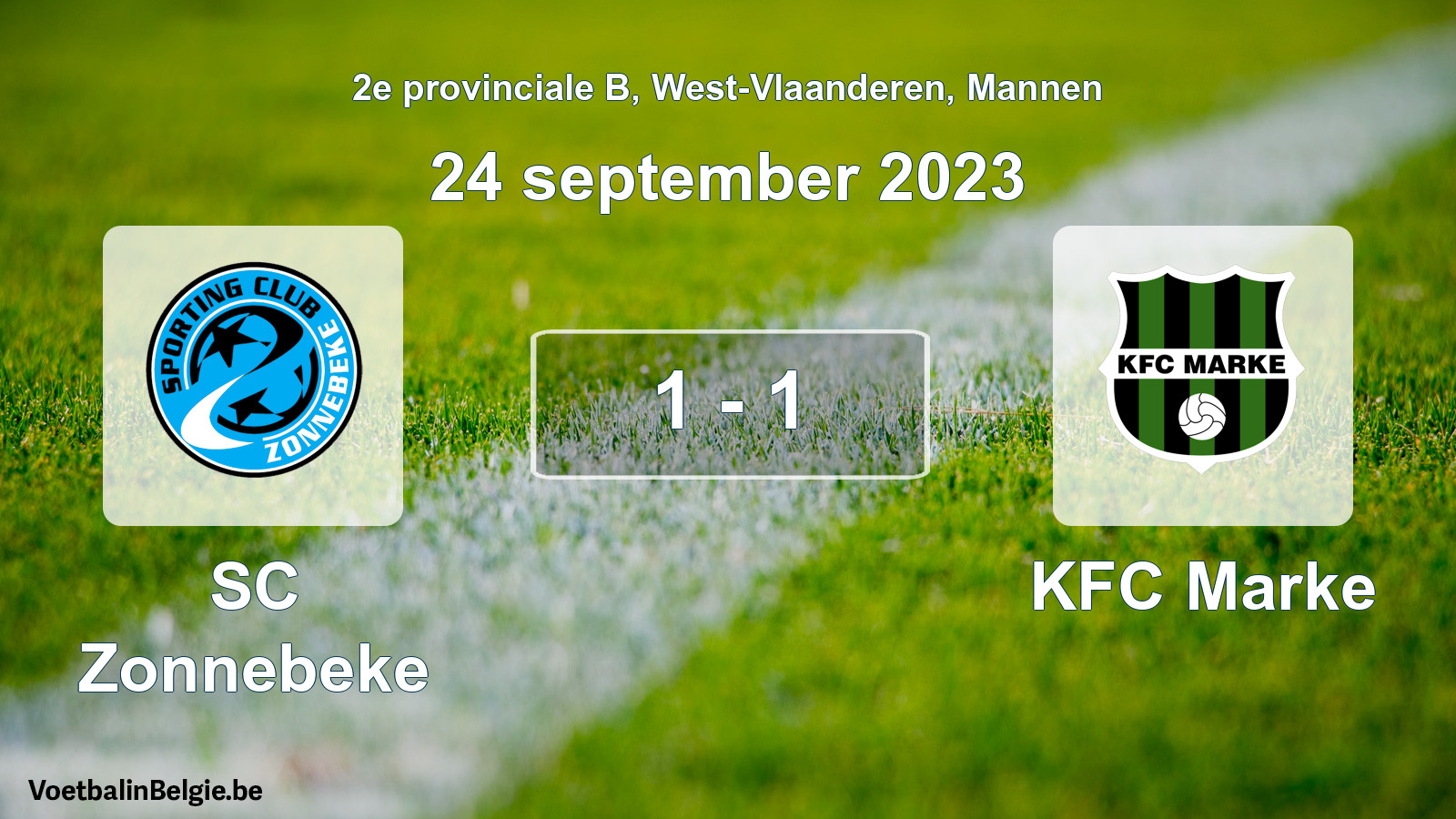 Gespeelde wedstrijd mannenvoetbal: SC Zonnebeke - KFC Marke 1 - 1 (24 september 2023)