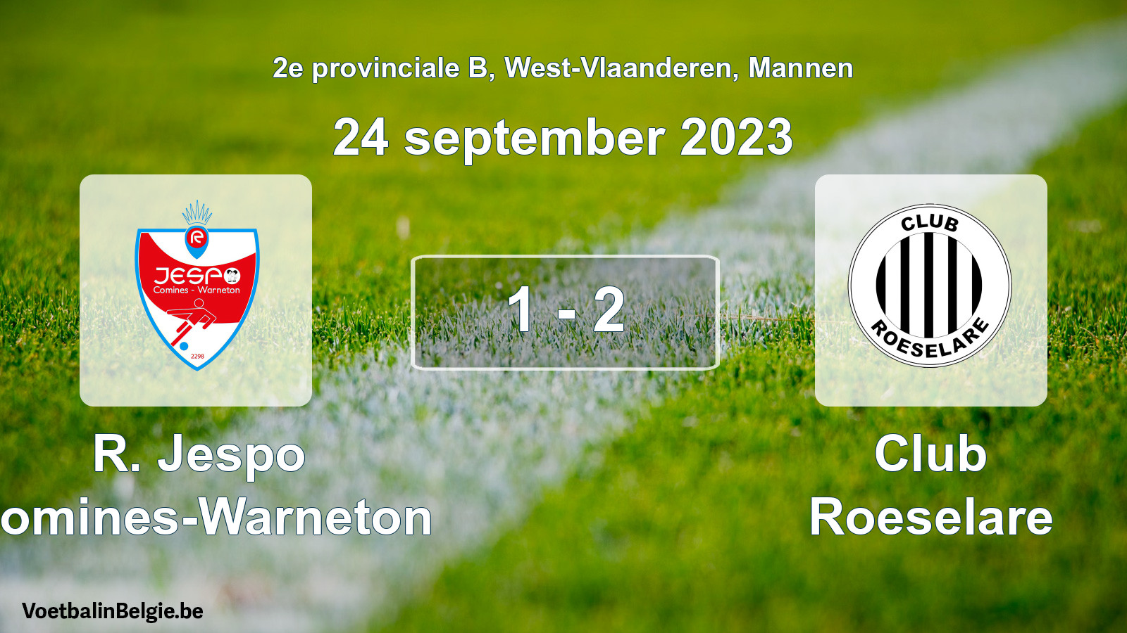 Gespeelde wedstrijd mannenvoetbal: R. Jespo Comines-Warneton - Club Roeselare 1 - 2 (24 september 2023)