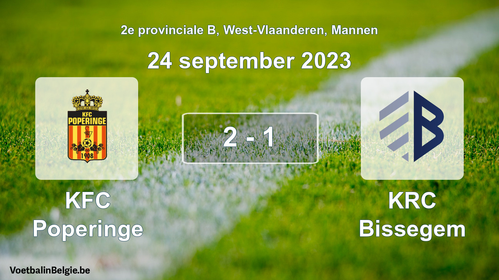 Gespeelde wedstrijd mannenvoetbal: KFC Poperinge - KRC Bissegem 2 - 1 (24 september 2023)