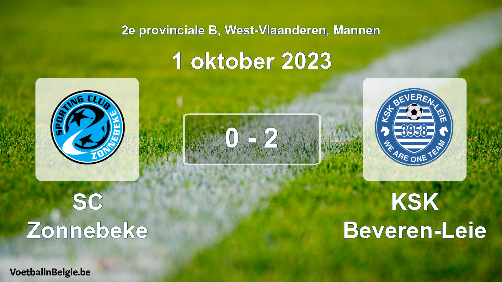 Gespeelde wedstrijd mannenvoetbal: SC Zonnebeke - KSK Beveren-Leie 0 - 2 (1 oktober 2023)