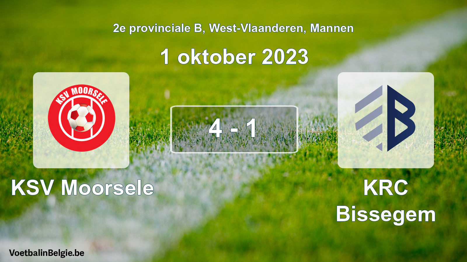 Gespeelde wedstrijd mannenvoetbal: KSV Moorsele - KRC Bissegem 4 - 1 (1 oktober 2023)