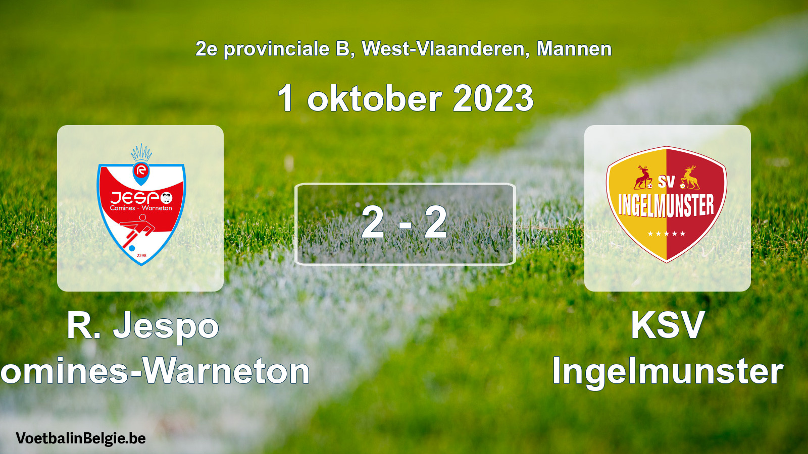 Gespeelde wedstrijd mannenvoetbal: R. Jespo Comines-Warneton - KSV Ingelmunster 2 - 2 (1 oktober 2023)