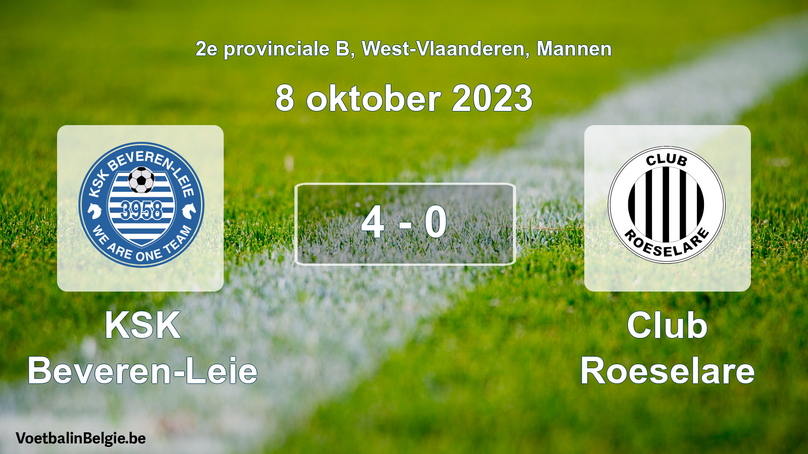 Gespeelde wedstrijd mannenvoetbal: KSK Beveren-Leie - Club Roeselare 4 - 0 (8 oktober 2023)