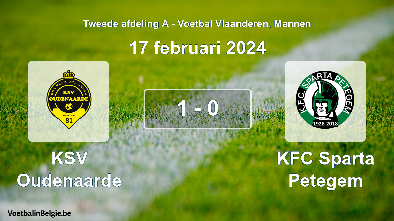 Played match men football: KSV Oudenaarde - KFC Sparta Petegem 1 - 0 (17 February 2024)
