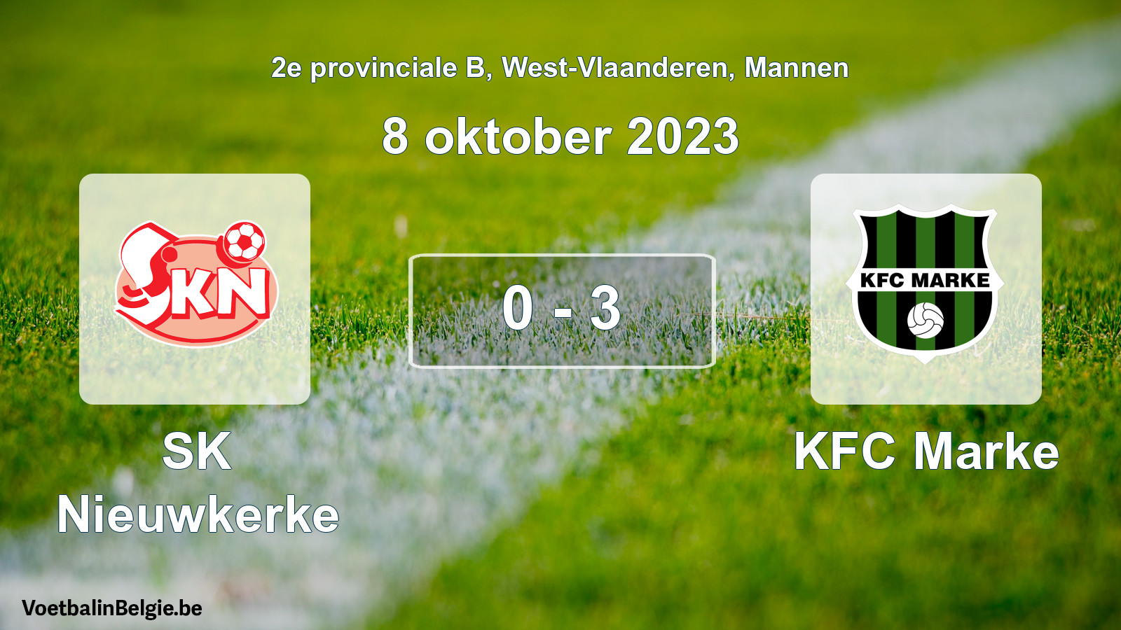 Gespeelde wedstrijd mannenvoetbal: SK Nieuwkerke - KFC Marke 0 - 3 (8 oktober 2023)