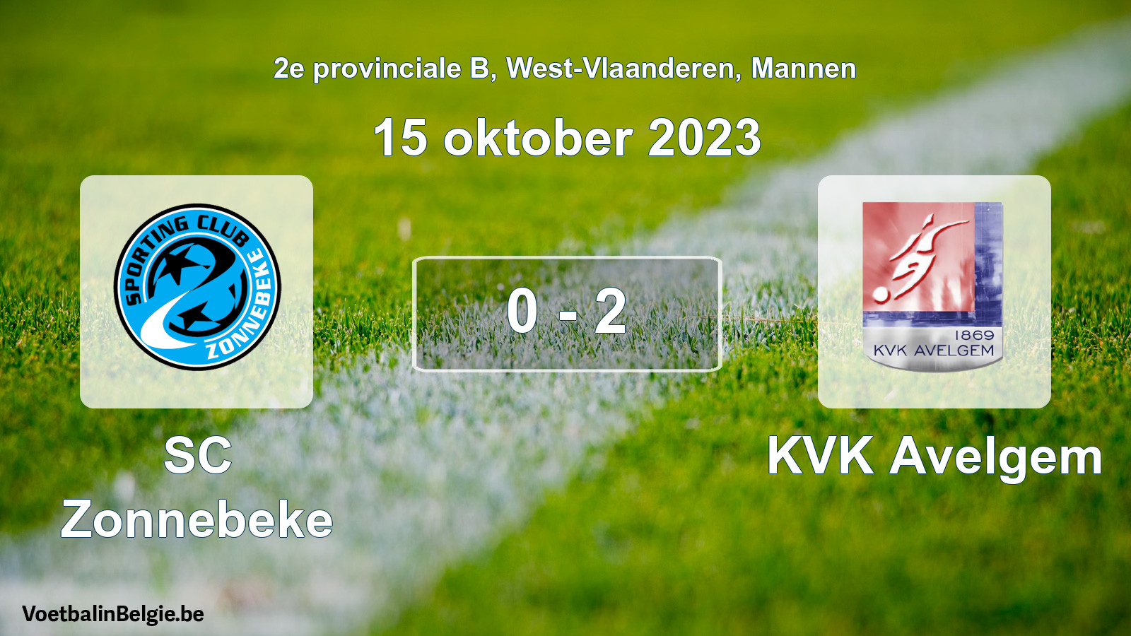 Gespeelde wedstrijd mannenvoetbal: SC Zonnebeke - KVK Avelgem 0 - 2 (15 oktober 2023)