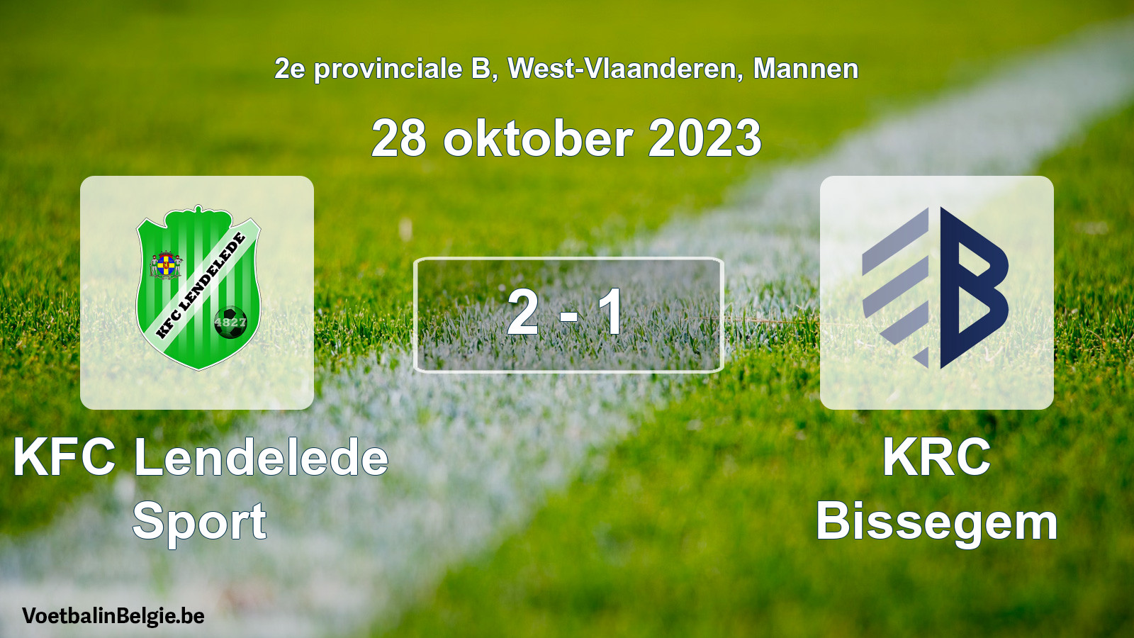Gespeelde wedstrijd mannenvoetbal: KFC Lendelede Sport - KRC Bissegem 2 - 1 (28 oktober 2023)