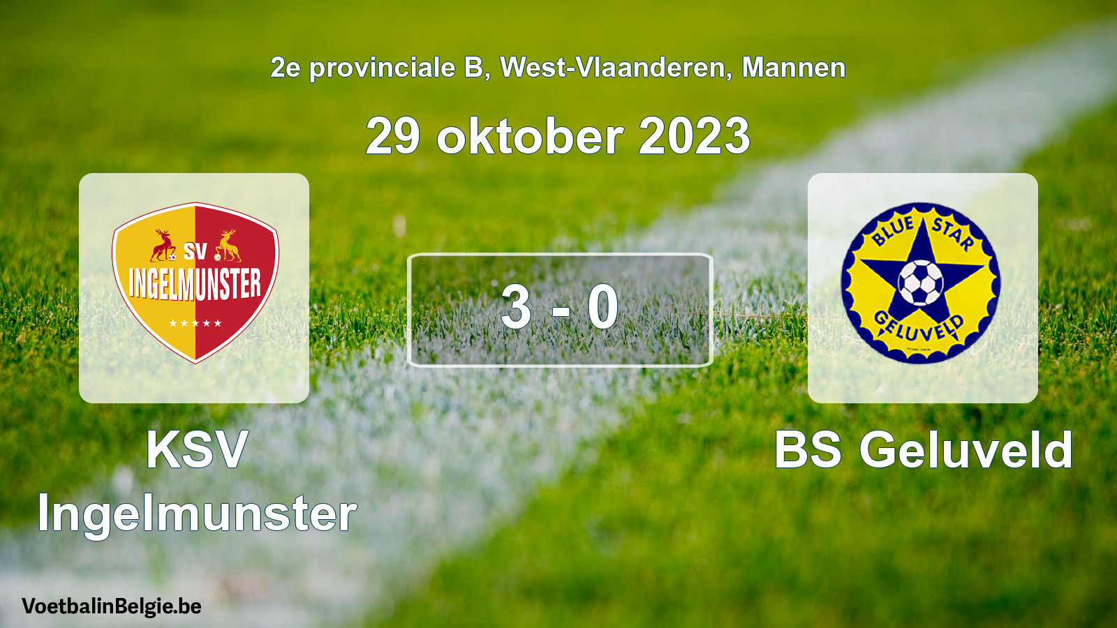 Gespeelde wedstrijd mannenvoetbal: KSV Ingelmunster - BS Geluveld 3 - 0 (29 oktober 2023)