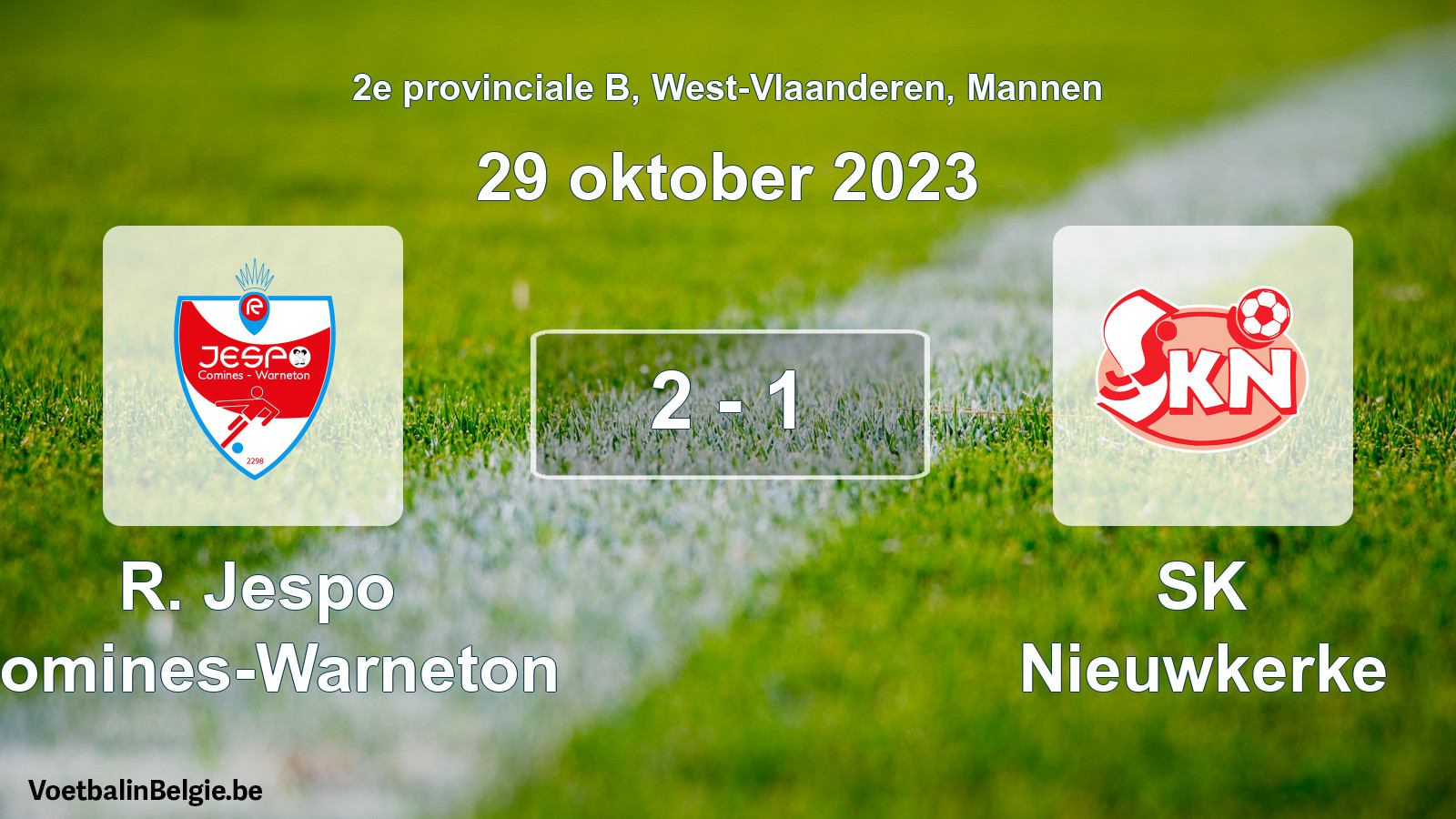 Gespeelde wedstrijd mannenvoetbal: R. Jespo Comines-Warneton - SK Nieuwkerke 2 - 1 (29 oktober 2023)