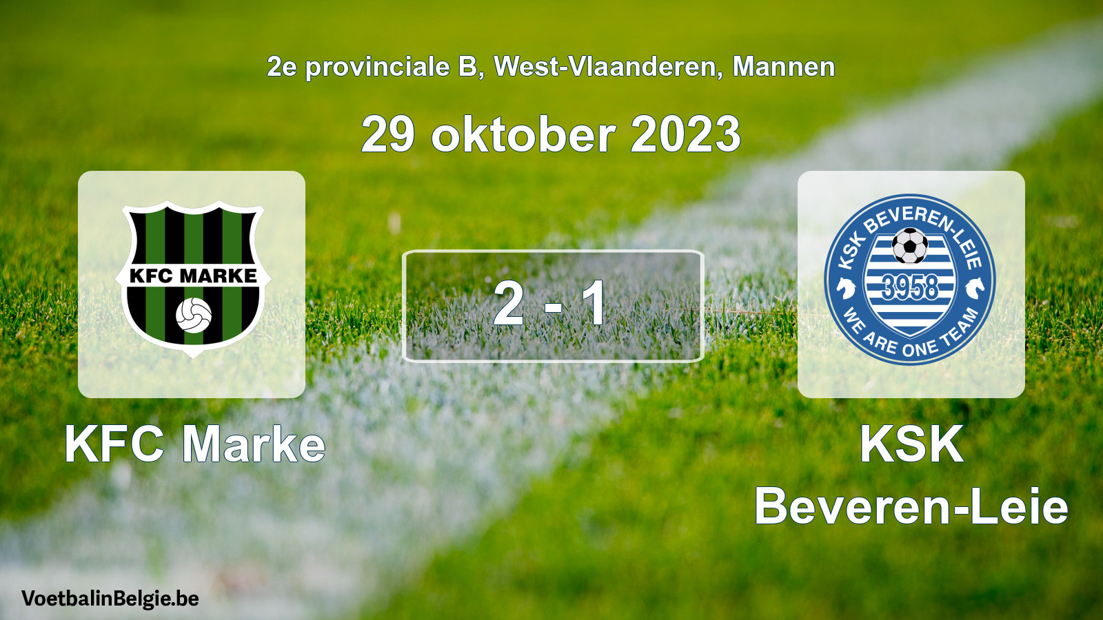 Gespeelde wedstrijd mannenvoetbal: KFC Marke - KSK Beveren-Leie 2 - 1 (29 oktober 2023)